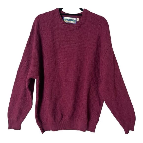 Shenandoah Vintage Mens Cotton Knit Crew Neck Maroon USA Made Sweater Size XL - Picture 1 of 6